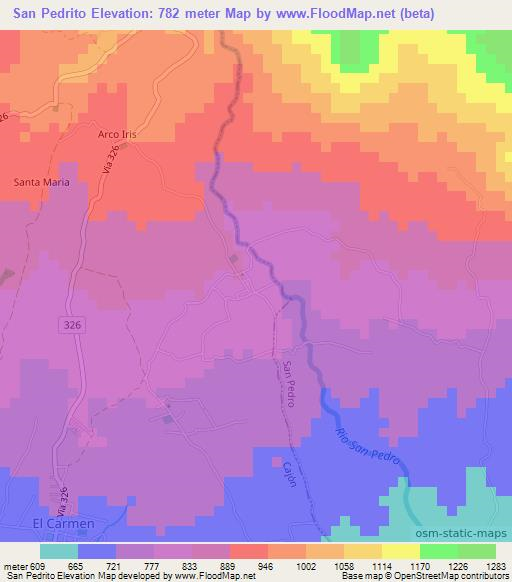 San Pedrito,Costa Rica Elevation Map