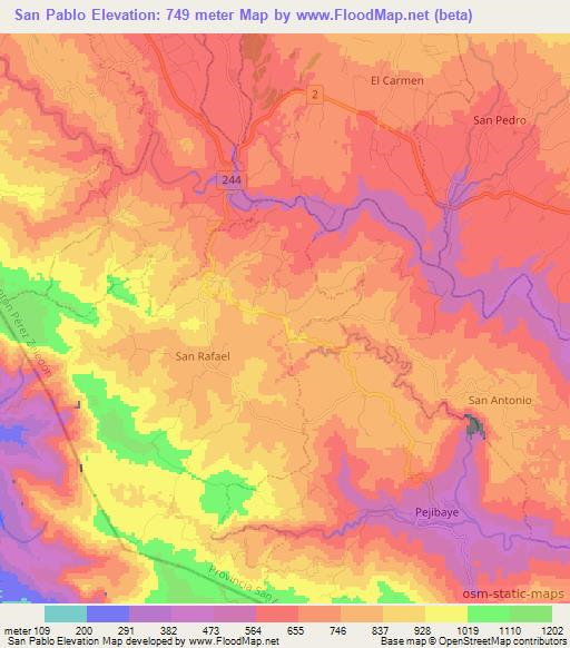 San Pablo,Costa Rica Elevation Map