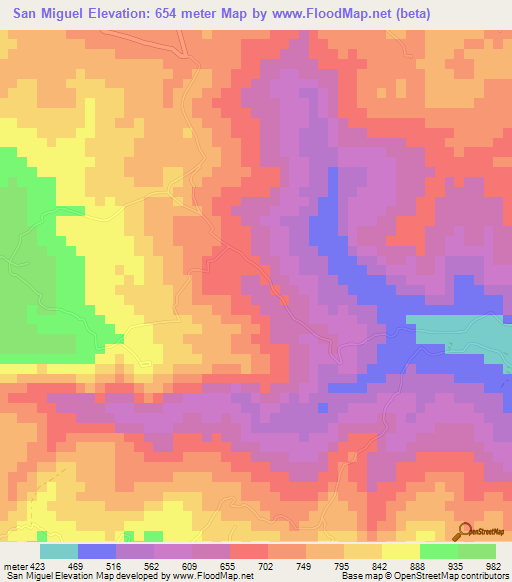 San Miguel,Costa Rica Elevation Map