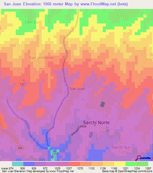 San Juan,Costa Rica Elevation Map