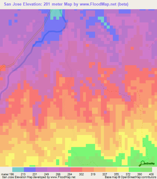 San Jose,Costa Rica Elevation Map