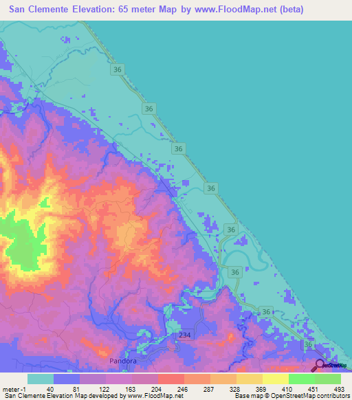 San Clemente,Costa Rica Elevation Map