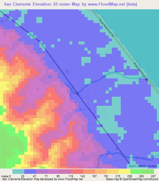 San Clemente,Costa Rica Elevation Map