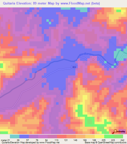 Quitaria,Costa Rica Elevation Map