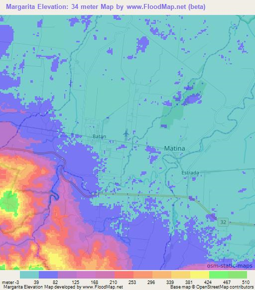Margarita,Costa Rica Elevation Map