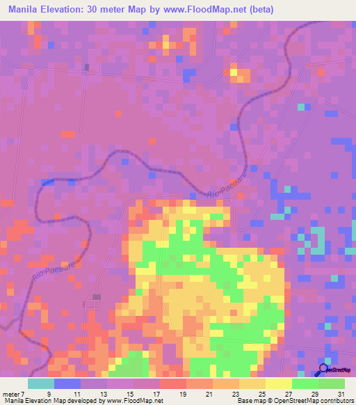 Manila,Costa Rica Elevation Map