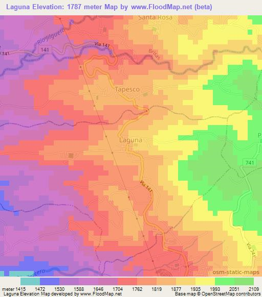 Laguna,Costa Rica Elevation Map