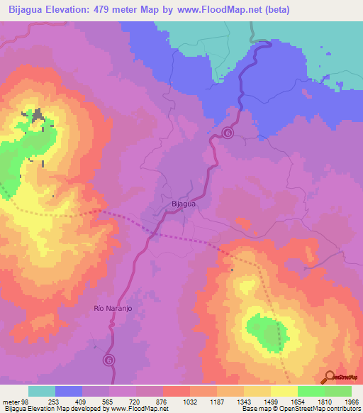 Bijagua,Costa Rica Elevation Map