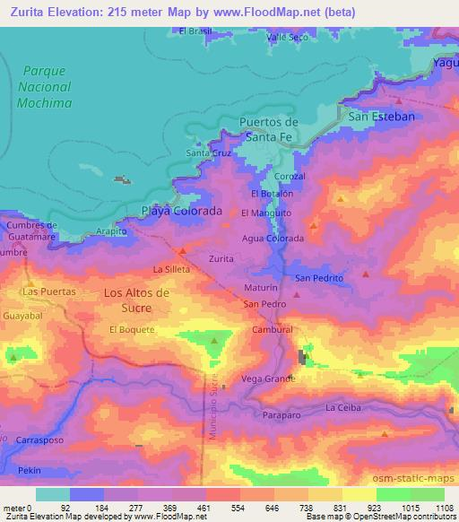 Zurita,Venezuela Elevation Map
