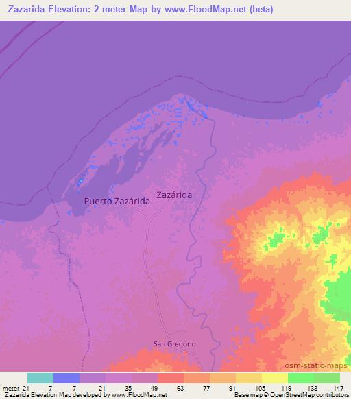 Zazarida,Venezuela Elevation Map