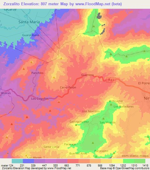 Zorzalito,Venezuela Elevation Map