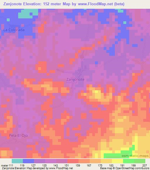 Zanjonote,Venezuela Elevation Map