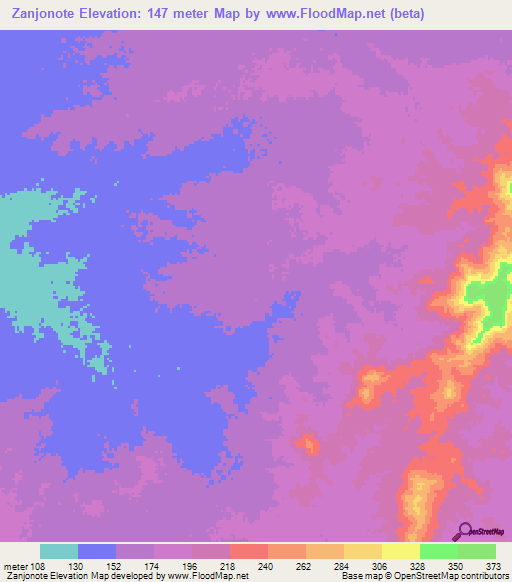 Zanjonote,Venezuela Elevation Map