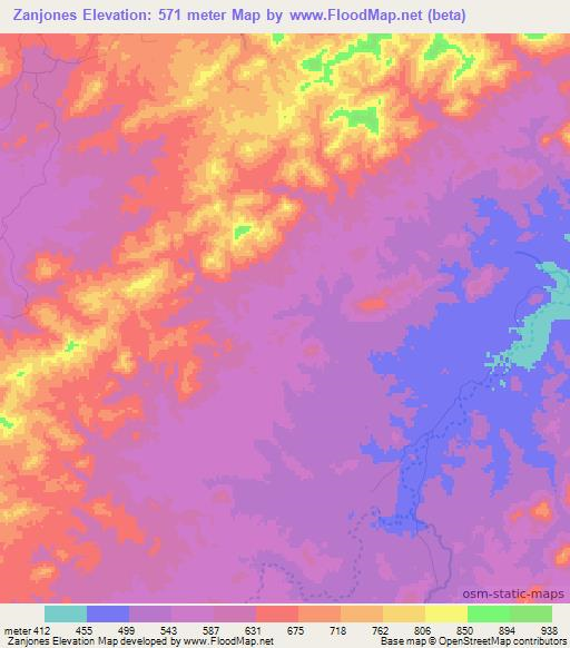 Zanjones,Venezuela Elevation Map