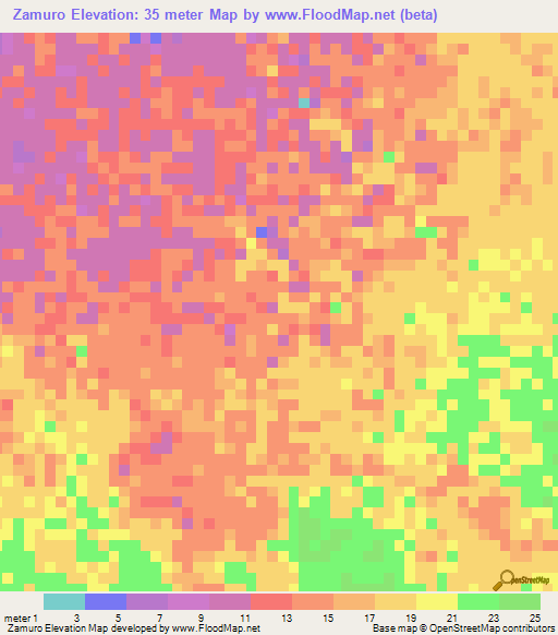 Zamuro,Venezuela Elevation Map