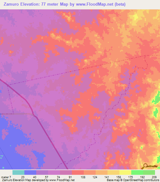 Zamuro,Venezuela Elevation Map