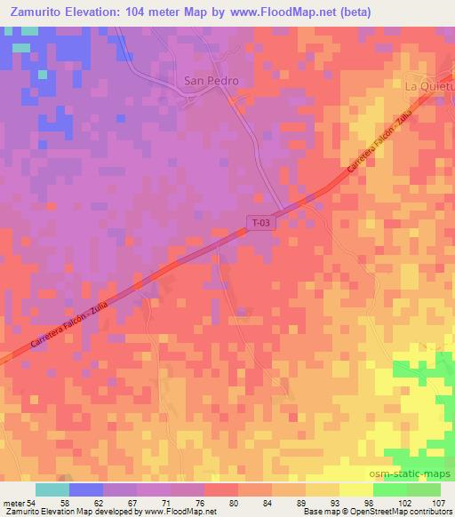 Zamurito,Venezuela Elevation Map