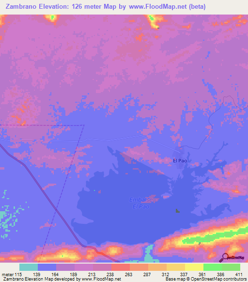 Zambrano,Venezuela Elevation Map