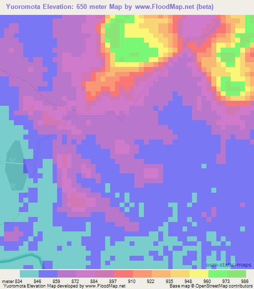 Yuoromota,Venezuela Elevation Map