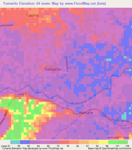 Yumarito,Venezuela Elevation Map