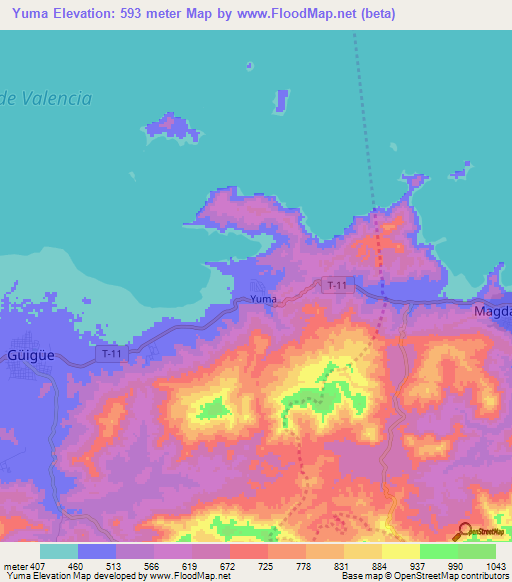 Yuma,Venezuela Elevation Map
