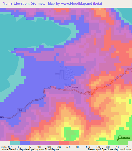 Yuma,Venezuela Elevation Map