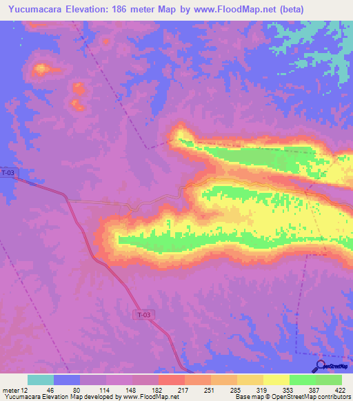Yucumacara,Venezuela Elevation Map