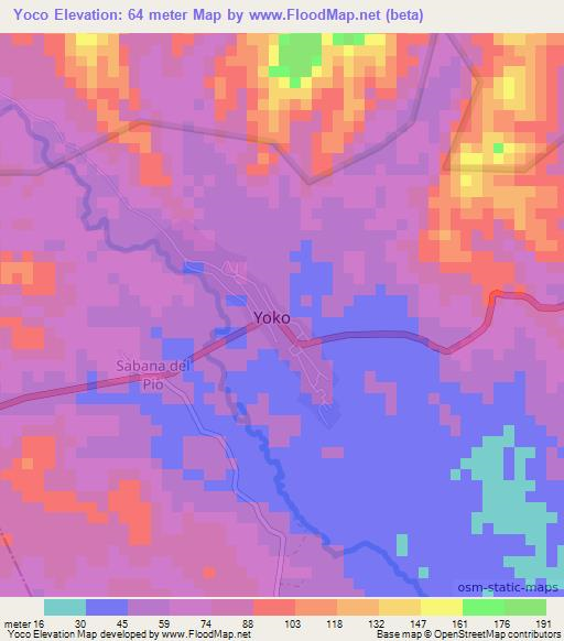 Yoco,Venezuela Elevation Map