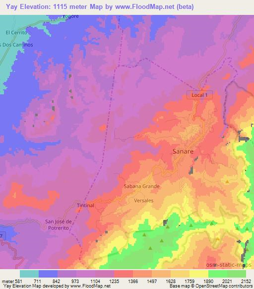 Yay,Venezuela Elevation Map