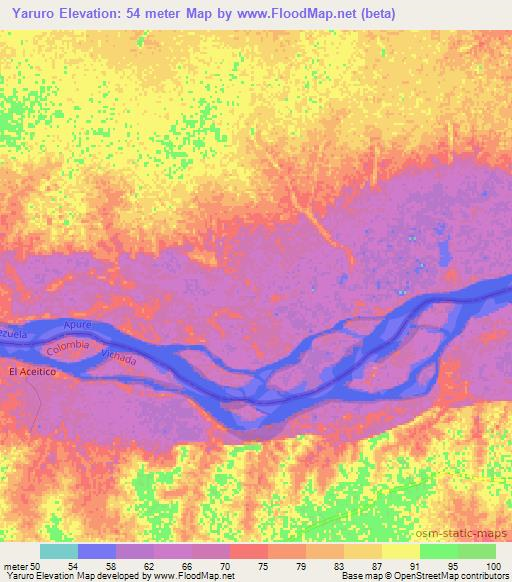 Yaruro,Venezuela Elevation Map