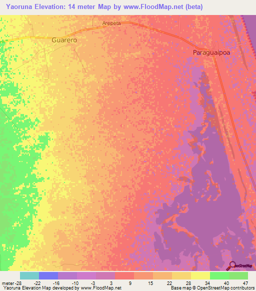 Yaoruna,Venezuela Elevation Map