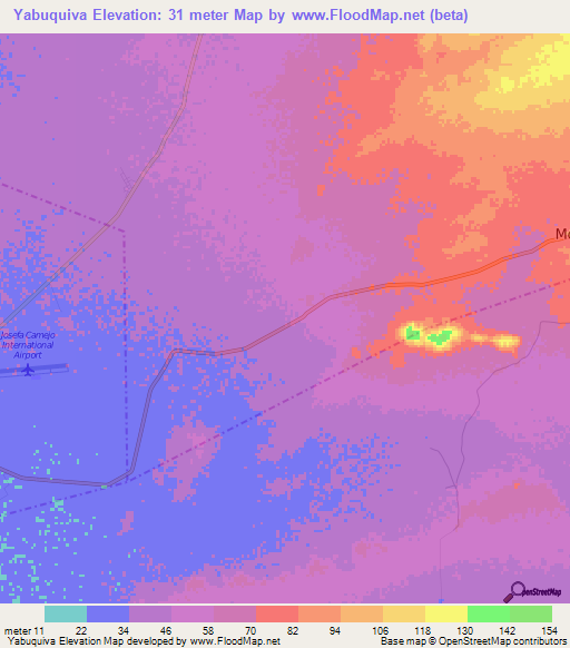 Yabuquiva,Venezuela Elevation Map