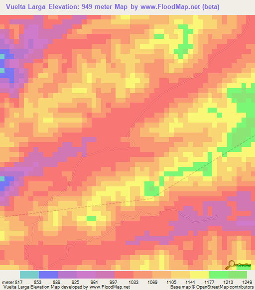 Vuelta Larga,Venezuela Elevation Map