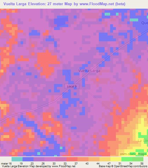 Vuelta Larga,Venezuela Elevation Map
