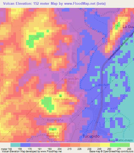 Volcan,Venezuela Elevation Map