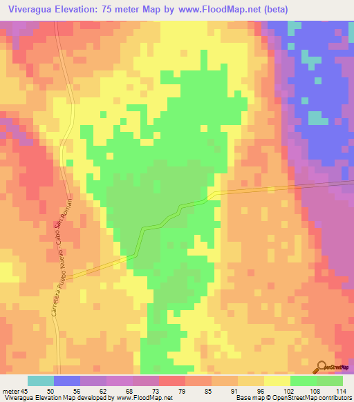 Viveragua,Venezuela Elevation Map