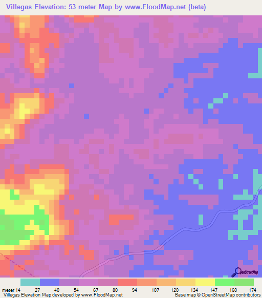 Villegas,Venezuela Elevation Map