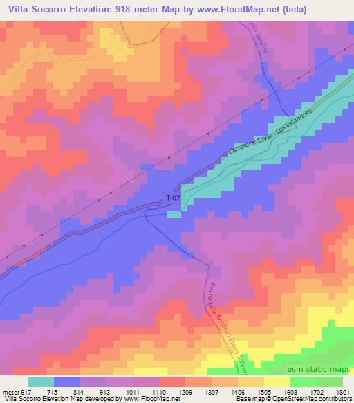 Villa Socorro,Venezuela Elevation Map
