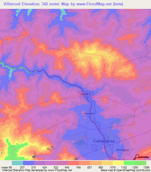 Villarroel,Venezuela Elevation Map