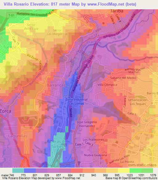 Villa Rosario,Venezuela Elevation Map