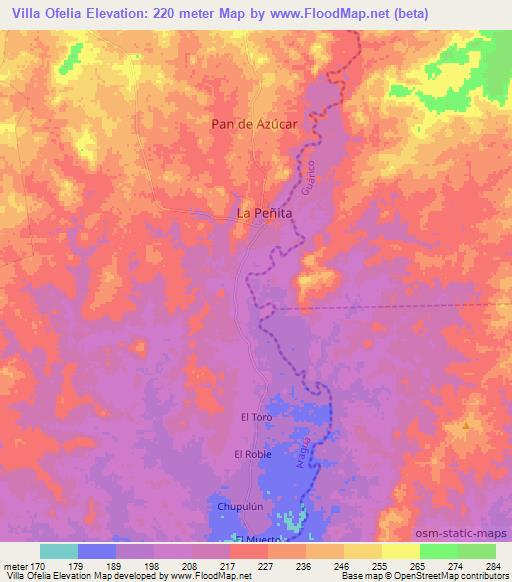 Villa Ofelia,Venezuela Elevation Map