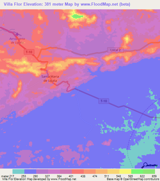 Villa Flor,Venezuela Elevation Map