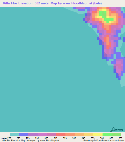 Villa Flor,Venezuela Elevation Map