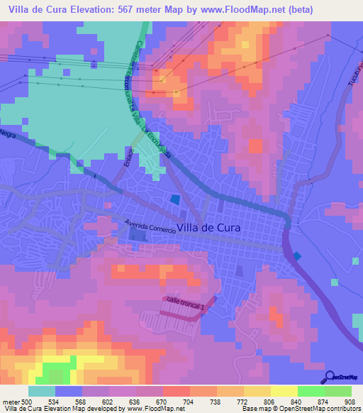 Villa de Cura,Venezuela Elevation Map