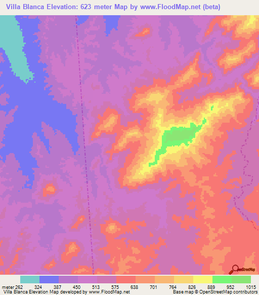 Villa Blanca,Venezuela Elevation Map