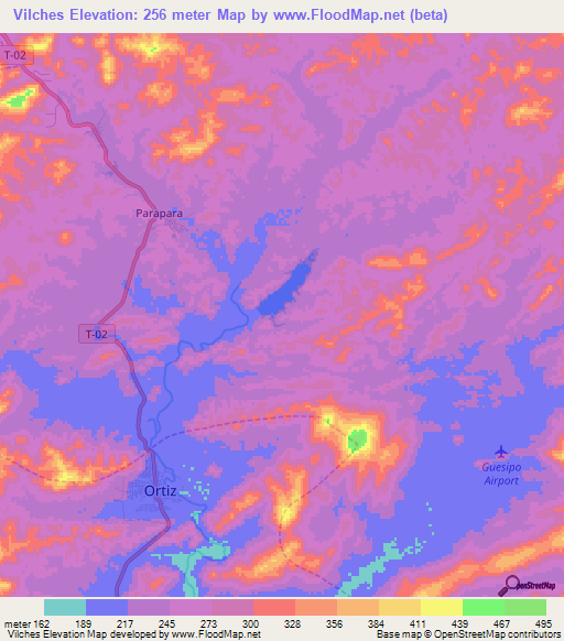 Vilches,Venezuela Elevation Map