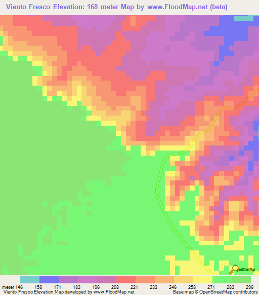 Viento Fresco,Venezuela Elevation Map