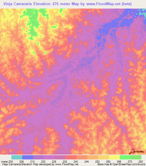 Vieja Camararia,Venezuela Elevation Map