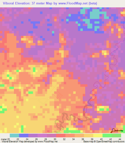 Viboral,Venezuela Elevation Map