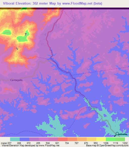 Viboral,Venezuela Elevation Map